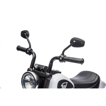 Motorek Chopper FASTER na akumulator dla dzieci Biały + Radio FM + Panel audio + LED